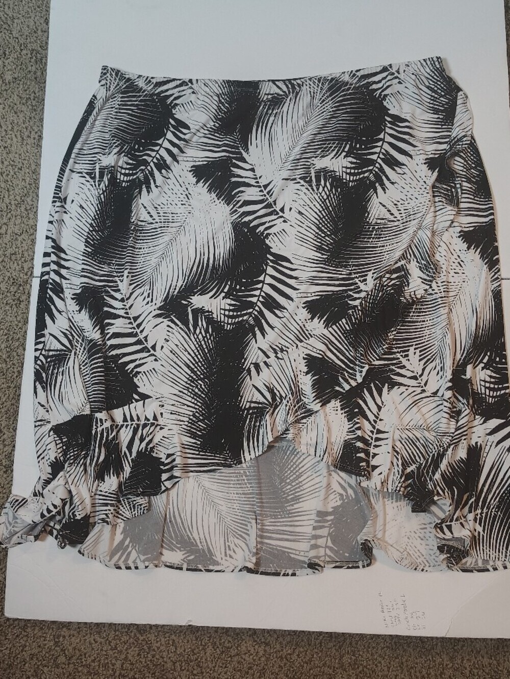 Ruby Rd. Black & White Palm-Print Skirt Asymmetrical 3X